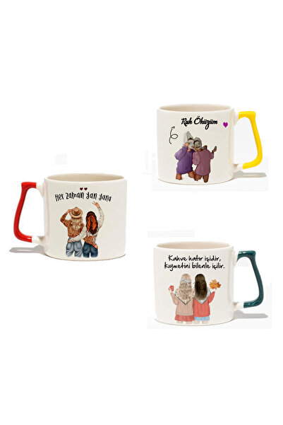 RHG Art RUH ÖKÜZÜM YAZI  BASKILI KAHVE MOTTOLU  3 ADET MAVİ KIRMIZI SARI RENK...