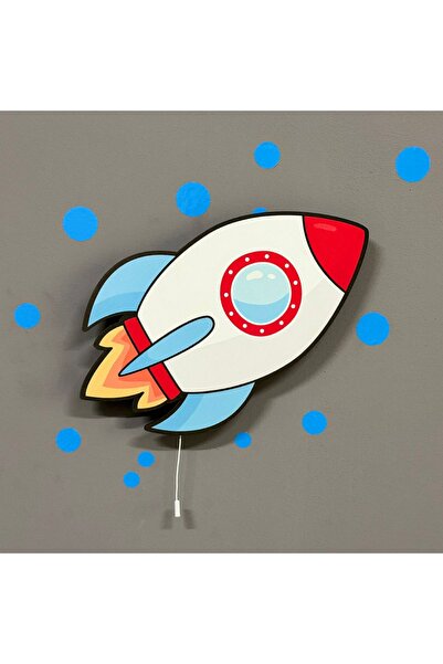 instababyrooms Çocuk Odası Ahşap Roket Duvar Aydınlatma Duvar Dekorasyon Kabl...