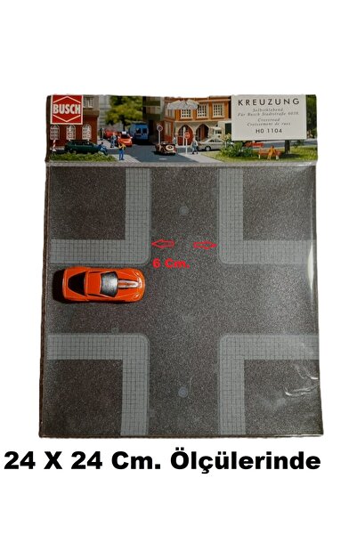 Busch 1/87 Ho Kaldırımlı Dört Yol Zemin Dekoru Yapışkanlı 24x24 Cm. / Hot Wheels Araçlar Ile De Uyumludur.