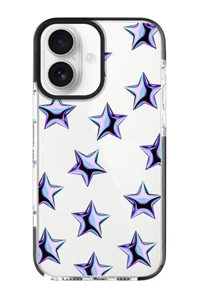 shoptocase iPhone 16 PLUS Mor yıldızlar Desenli Impacts Telefon Kılıfı