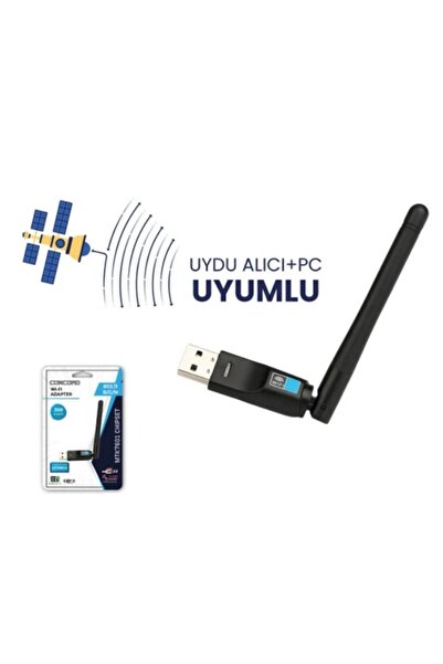 Concord W-7 300mbps Usb Antenli Uydu Alıcılı+ Pc Wifi Kablosuz Alıcı Adaptör Mtk7601 Chipset Wlan