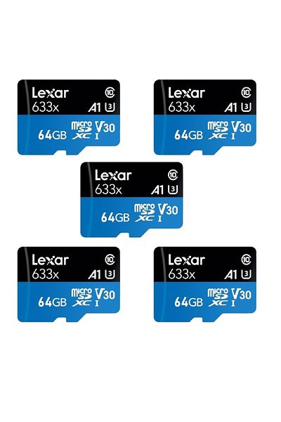Lexar 64Gb 5 Pack 633X 100Mb/S Microsdxc Memory Card