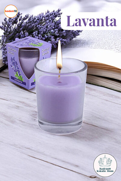 Badem10 Kokulu Mum Dekoratif Mini Cam Kavanoz Bardak Mumluk Kandil Hediyelik Lavanta Kokulu Mumlar