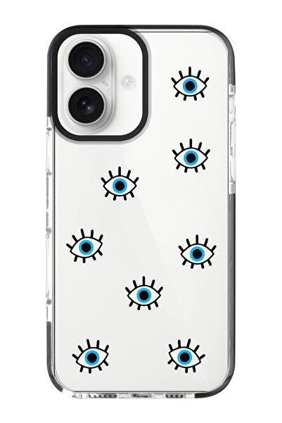 shoptocase iPhone 16 Compatible Evil Eye Patterned Black Impacts Phone Case