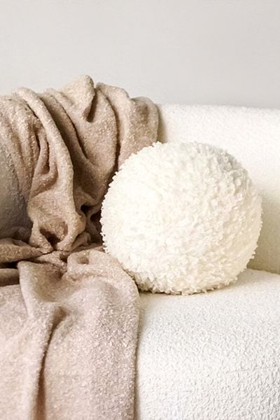 NYLife Teddy Large Size Ball Round Pillow Ecru