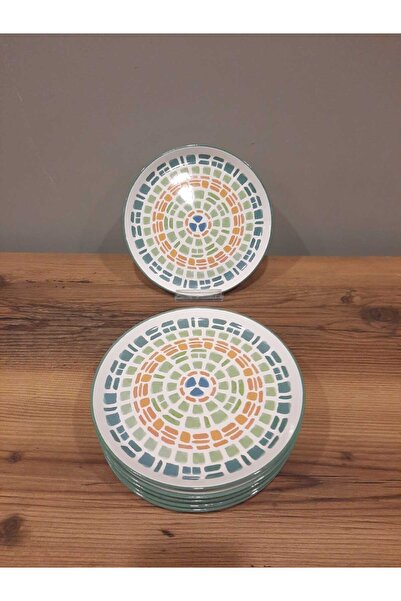 Keramika KERAMİKA 20 CM PASTA TABAĞI 6 ADET PARLAK RENGARENK