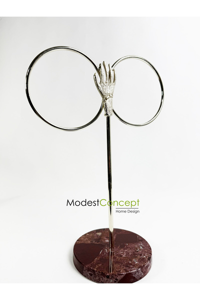 Modestmar حامل مناشف حمام من الرخام الكرز باللون الفضي - مع إكسسوارات يدوية و...