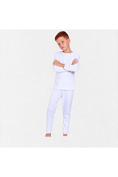 elmas kids Set de pijamale de bază pentru băieți, 100% bumbac, cu guler alb, cu mânecă lungă, cu nasturi