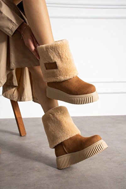 BappaSlipper SÜET KÜRKLÜ ÇİZME-BOT TABA