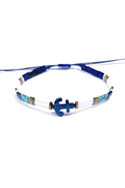 Funny Takılar Çapa Şeklinde Lacivert Hematit Doğaltaşlı Miyuki Tila Unisex Bi...