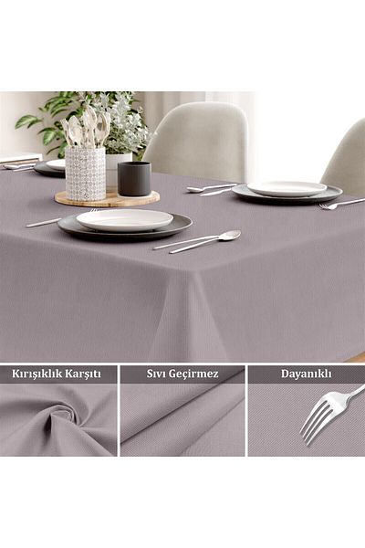 Evim Canvas Lilac Liquid Proof Stain Resistant Tablecloth