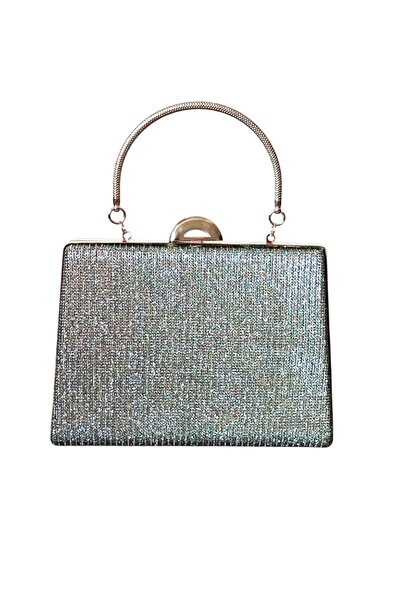 CAŞ DEKORASYON Anthracite Color Glitter Evening Dress Portfolio Bag
