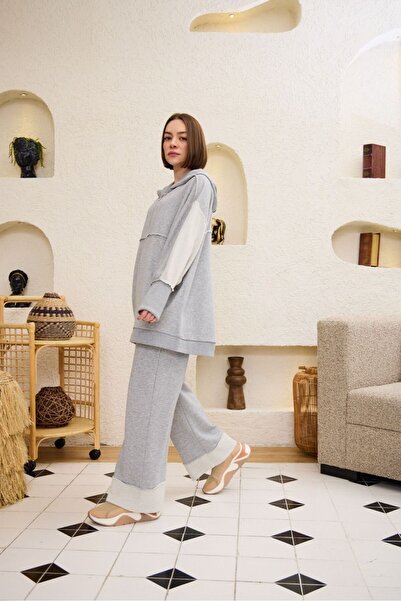 Qimene sweat pantolon beli lastikli katlama detaylı