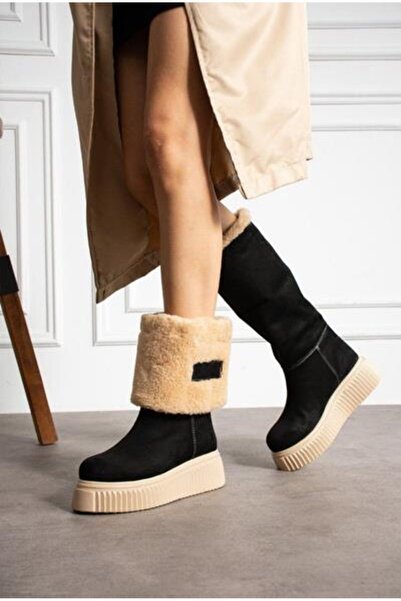 BappaSlipper SÜET KÜRKLÜ ÇİZME-BOT SİYAH