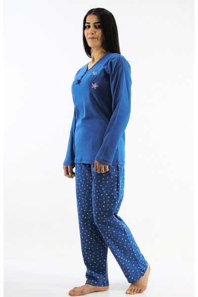 mefa Set pijama interlock cu nasturi cu guler