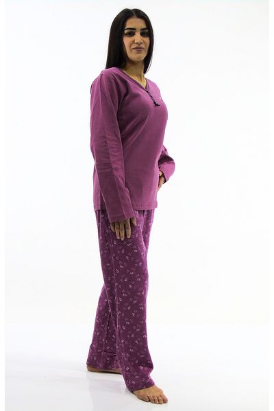 mefa Set pijama interlock cu nasturi cu guler