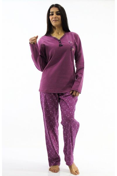 mefa Set pijama interlock cu nasturi cu guler