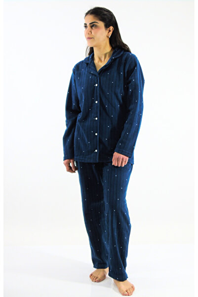 mefa Önden Düğmeli Polar Pijama Takımı