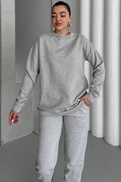 MODAGEN Women's Grimelange Crew Neck Solid Bottom-Top Tracksuit Set