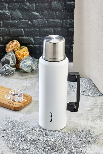 Cooker 1.5 Liter Double Layer Steel Thermos - 24 Hours Warm, 48 Hours Cold, with Handles