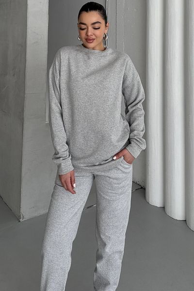 MODAGEN Women's Grimelange Crew Neck Solid Bottom-Top Tracksuit Set