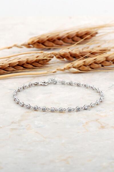 Sümer Telkari Su Yolu Rodyumlu İnce Gümüş Bileklik 4746