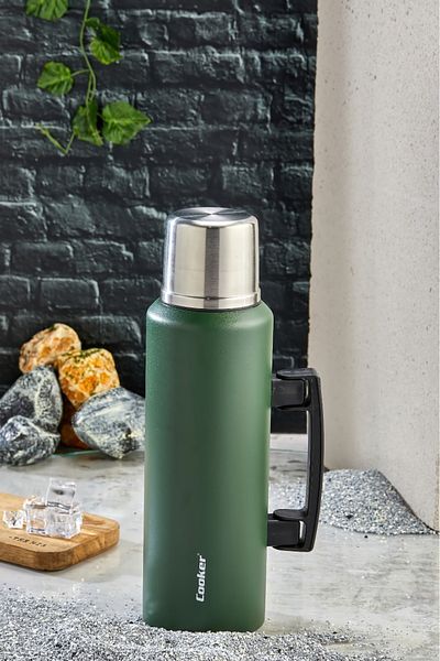 Cooker 1.5 Liter Double Layer Steel Thermos - 24 Hours Warm, 48 Hours Cold, with Handles
