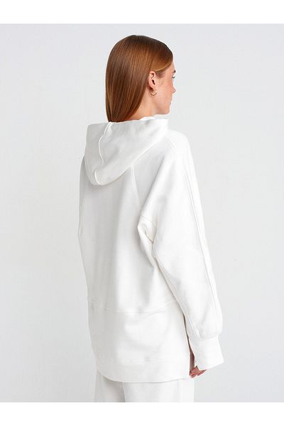 Dilvin 40403 Humorous Stitching Slit Sweat-Ecru