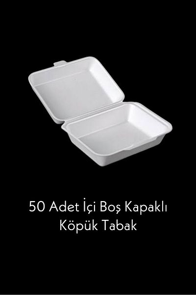 Özkan Ambalaj Temizlik 50 Pieces of Foam Plates with Hollow Lids - 50 Pieces of Cardboard Cups