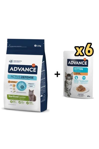 Advance Tavuklu Kısırlaştırılmış Yavru Kedi Maması 1,5 Kg + 6 Adet Advance Ta...