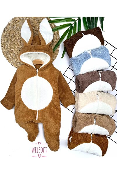 devirhesapdevri 3-6-9-12 Months Rabbit Ear Hooded Zipper Closure Furry Baby B...