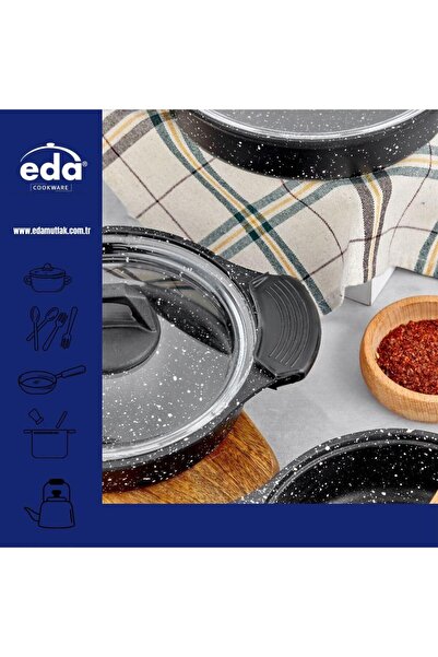 Eda Tugra Döküm Sahan Seti 18/18/20 Cam Kapaklı