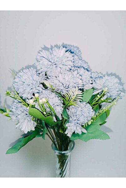 OSO HOME Floare artificială de crizantemă cu aspect elegant 1 buchet culoare albastră 9 ramuri 33 cm