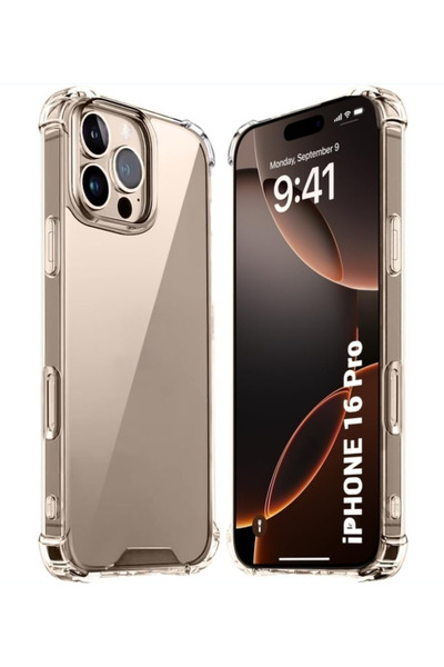 Fibaks Apple iPhone 16 Pro Kılıf Airbag Crystal Sert Pc Antishock Darbe Emici...