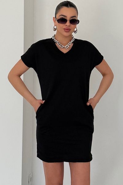 MODAGEN Γυναικείο κοντομάνικο φόρεμα με μαύρη πλάτη με στάμπα άγγελος