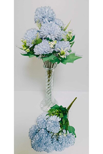 OSO HOME Floare artificială de crizantemă cu aspect elegant 1 buchet culoare albastră 9 ramuri 33 cm