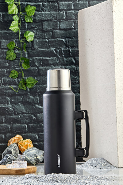Cooker 1.5 Litre Çift Katlı Çelik Termos-24 Saat Sıcak, 48 Saat Soğuk, Kulplu (Kamp, Piknik, Ofis, Seyahat)