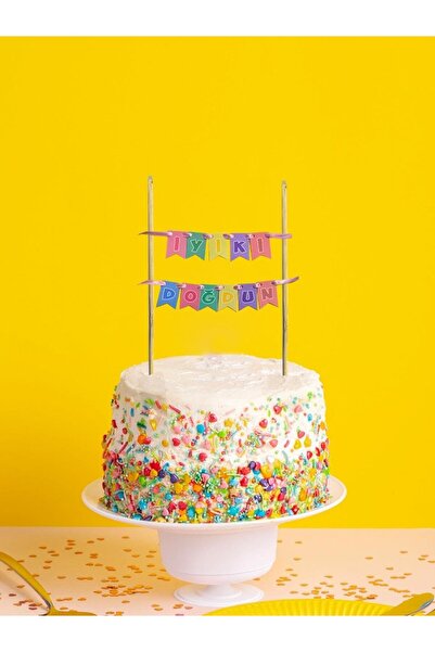 renk party زينة كعكة عيد ميلاد ملونة مع كتابة عيد ميلاد سعيد