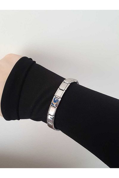 bijoux uniques Steel Moon&Star Italian Charm Bracelet