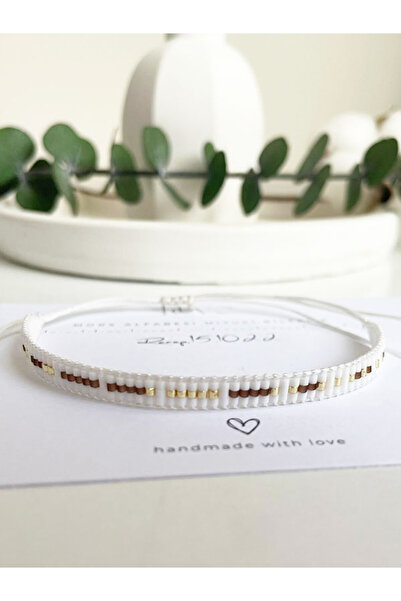Butik Kişiye Özel Mors Alfabesi Kahverengi Ve Beyaz Miyuki Bileklik Seti-2 Adet