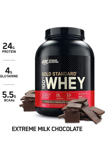 Optimum Nutrition Gold Standard 100% Whey Protein, Extreme Milk Chocolate, 5 LB