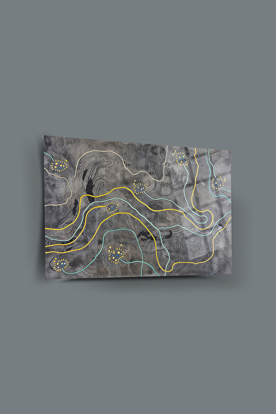 glassartdesign Model gri Linii colorate Pictură pe sticlă irezistibilă Pictură surrealistică Pictură modernă Pictură pentru salon