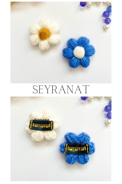 seyranat مشبك شعر للأطفال حديثي الولادة باللونين الأزرق والأبيض اللامع مع مشب...