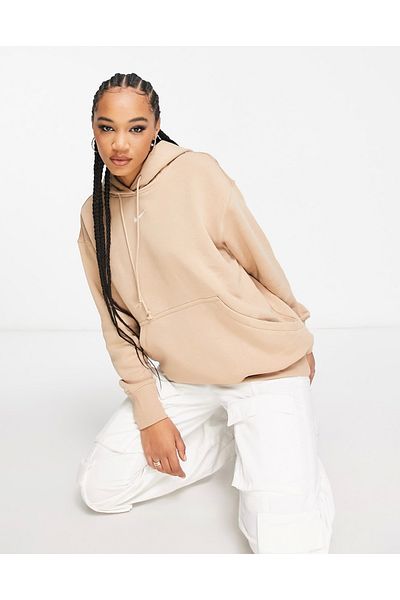 Nike Phoenix Fleece Beige Oversized Women's Sweatshirt - Pullover Hoodie