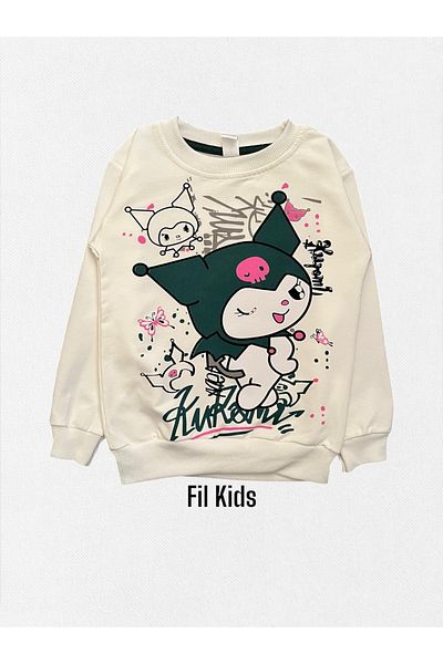 Fil Kids Set de pijamale de iarnă cu mânecă lungă, 100% bumbac, alb, verde, cu model Kuromi