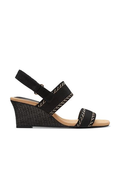 CLARKS Black Nubuck Sandals For Womens