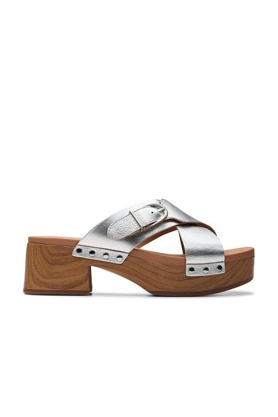 CLARKS Silver-colored Genuine leather Sandals For Womens