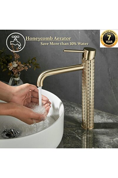 OEM Banyo Çanak Lavabo Bataryası Mat Gold Renk Yeni Model 7 Yıl Garantili Ithal