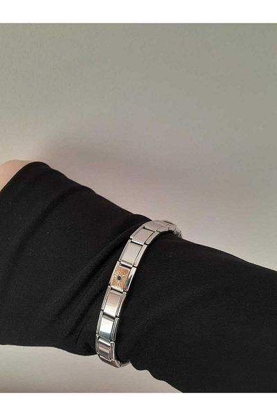 bijoux uniques Italian Charm Bracelet with Steel Evil Eye Icon