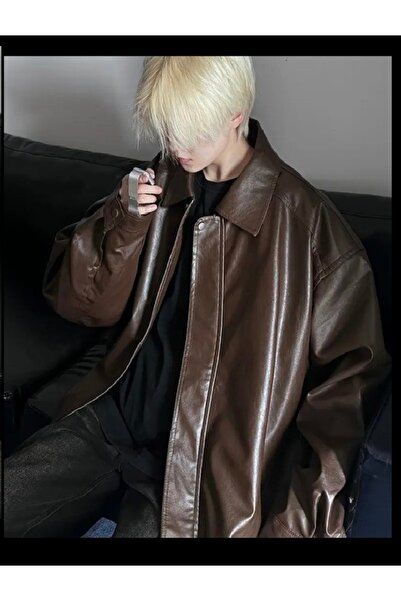 BASEL.CO ΑΝΔΡΙΚΟ ΒΙΝΤΑΖ OVERSIZE/ΦΑΡΑΚΙΔΙΚΟ ΔΕΡΜΑΤΙΝΟ ΜΠΟΥΦΑΝΤΣ